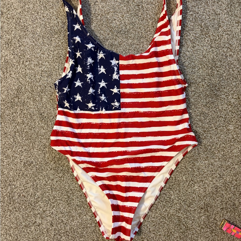 Xhilaration Red, White, and Blue Star Striped Swimsuit